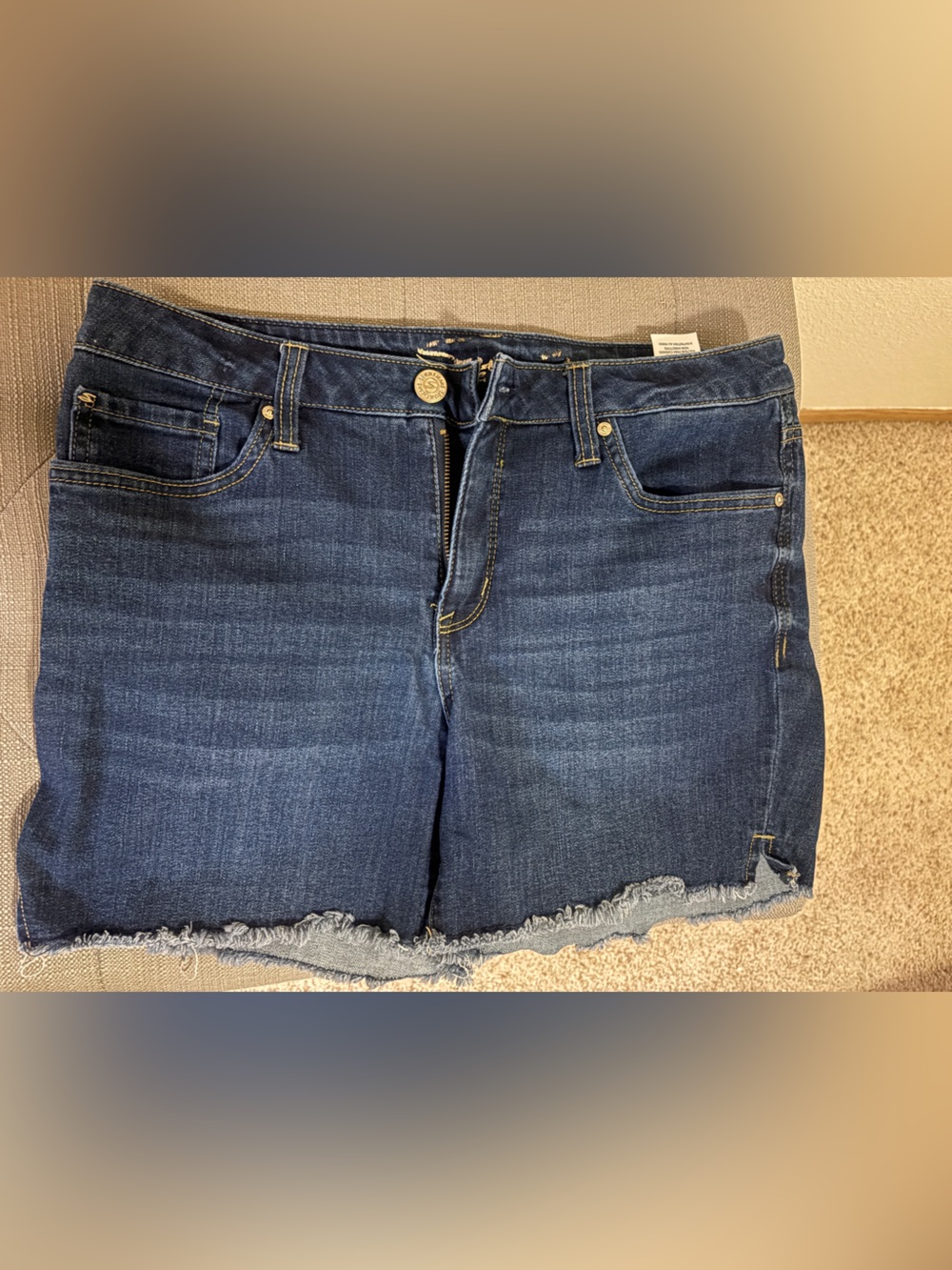 Seven7 Dark Blue Denim Frayed Hem Shorts